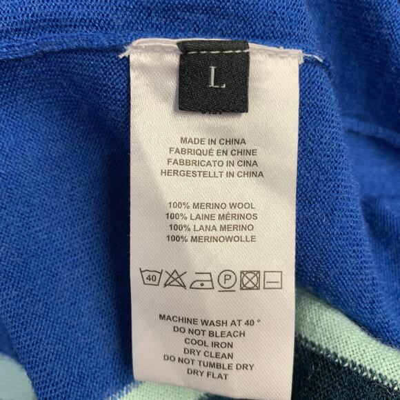 PS by PAUL SMITH Size L Blue Navy Color Block Merino Wool Half Zip Pullover - Picture 6 of 7